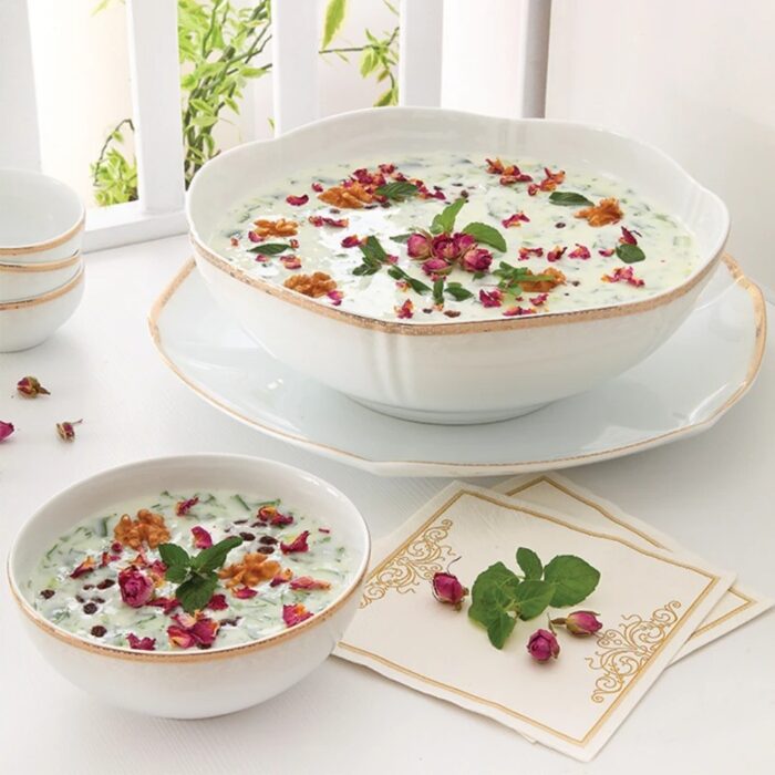 قاب و قدح چینی زرین طرح ریوا طلایی - Image 2